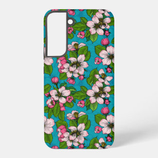 Apple blossom op turquoise samsung galaxy hoesje