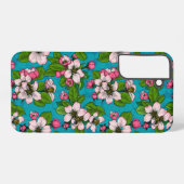 Apple blossom op turquoise samsung galaxy hoesje (Achterkant horizontaal)