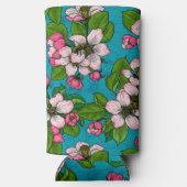 Apple blossom op turquoise seltzer blikjeskoeler (Achterkant)