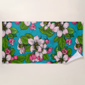 Apple blossom op turquoise strandlaken (Voorkant)