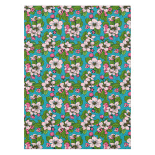 Apple blossom op turquoise tafelkleed
