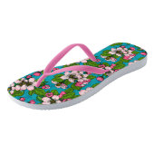 Apple blossom op turquoise teenslippers (Schuin)