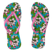 Apple blossom op turquoise teenslippers (Voetbed)