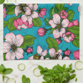 Apple blossom op turquoise theedoek (Gevouwen)