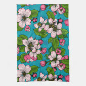 Apple blossom op turquoise theedoek (Verticaal)