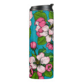 Apple blossom op turquoise thermosbeker (Gedraaid links)
