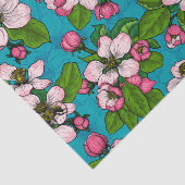 Apple blossom op turquoise tissuepapier (Detail)