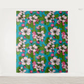 Apple blossom op turquoise wandkleed (Voorkant)