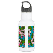 Apple blossom op turquoise waterfles  (Achterkant)