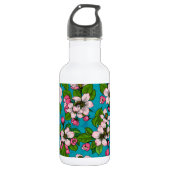 Apple blossom op turquoise waterfles  (Voorkant)