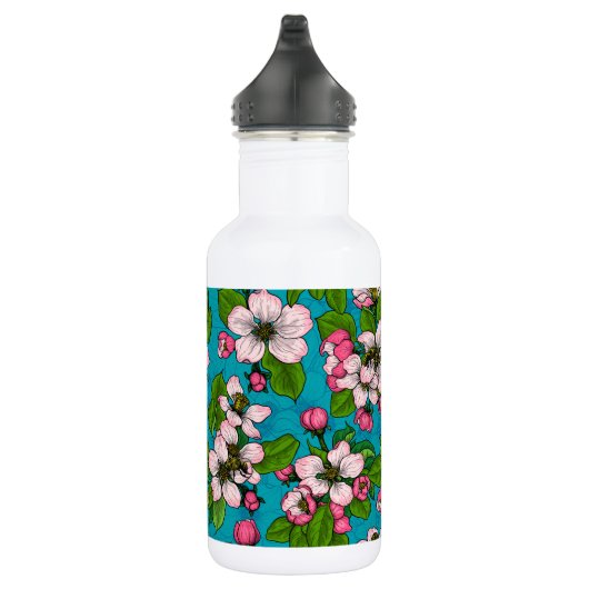 Apple blossom op turquoise waterfles  (Rechts)