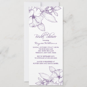 Apple Blossom Paarse Bridal Shower Uitnodiging