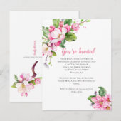 Apple Blossom Party-uitnodiging Briefkaart (Voorkant / Achterkant)