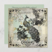 Apple Blossom Peacock Wedding Invitation Kaart (Voorkant / Achterkant)