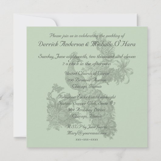 Apple Blossom Peacock Wedding Invitation Kaart (Achterkant)
