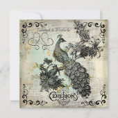 Apple Blossom Peacock Wedding Invitation Kaart (Voorkant)