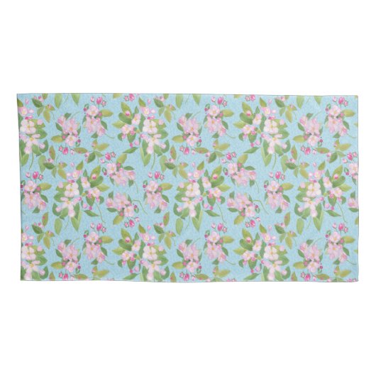 Apple Blossom Pink Blue Faux Patchwork Kussensloop (Achterkant-Rechts)