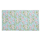 Apple Blossom Pink Blue Faux Patchwork Kussensloop (Achterkant-Links)