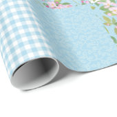 Apple Blossom Pink, Blue, Green Faux Patchwork Cadeaupapier (Rol Hoek)