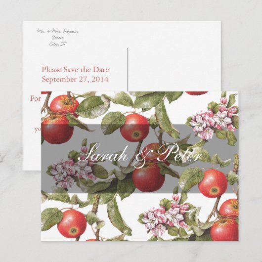  Apple Blossom Save-the-Date Aankondigingskaart (Voorkant / Achterkant)