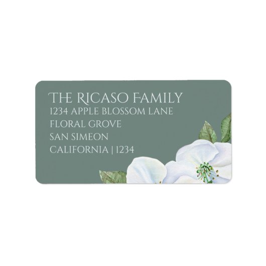 Apple Blossom , speciaal gepersonaliseerd groen en Etiket (Voorkant)