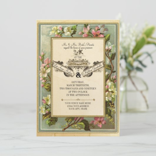 Apple Blossom, Tea Sined Typografie Kaart (Staand voorkant)