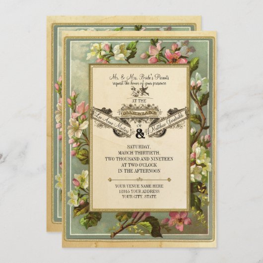  Apple Blossom, Tea Sined Typografie Kaart (Voorkant / Achterkant)