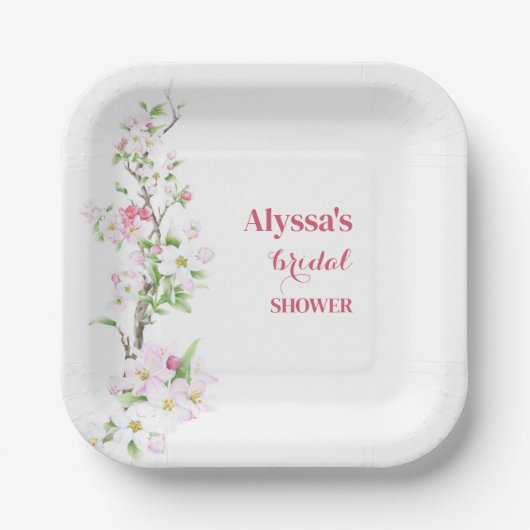 Apple Blossom Vrijgezellenfeest Gepersonaliseerd Papieren Bordje (Voorkant)