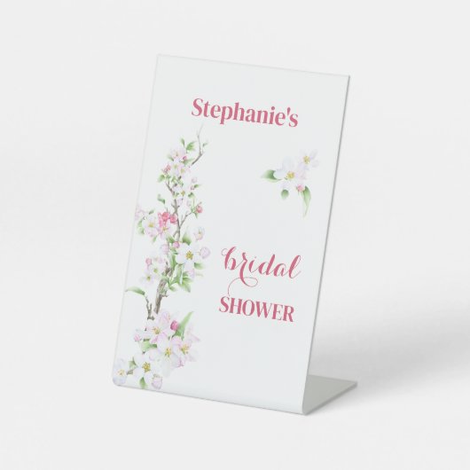 Apple Blossom Vrijgezellenfeest Gepersonaliseerd Reclamebord Met Voetstuk (Voorkant)