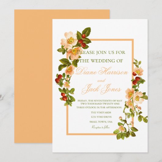 Apple Blossom Waterverf Stems Wedding Kaart (Voorkant / Achterkant)