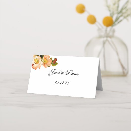 Apple Blossom Waterverf Stems Wedding Plaatskaartje (Achterkant)