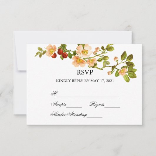 Apple Blossom Waterverf Stems Wedding RSVP Kaartje (Voorkant)