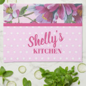Apple Blossoms and Pink Polka Dots Kitchen Towel Theedoek (Gevouwen)