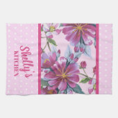 Apple Blossoms and Pink Polka Dots Kitchen Towel Theedoek (Horizontaal)