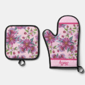 Apple Blossoms and Pink Polka Dots Ovenwant & Pannenlap Set (Voorkant)