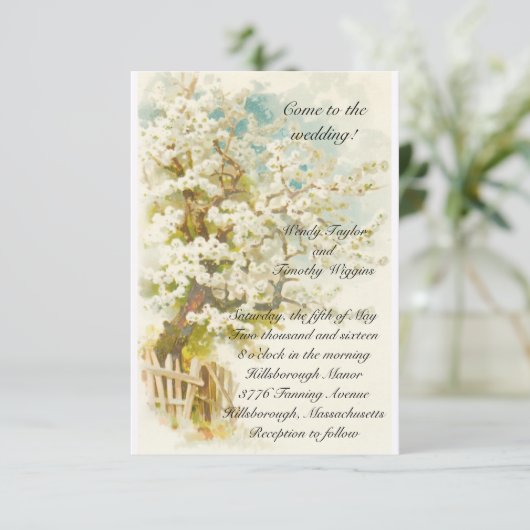 Apple Blossoms bruiloft uitnodiging (Staand voorkant)