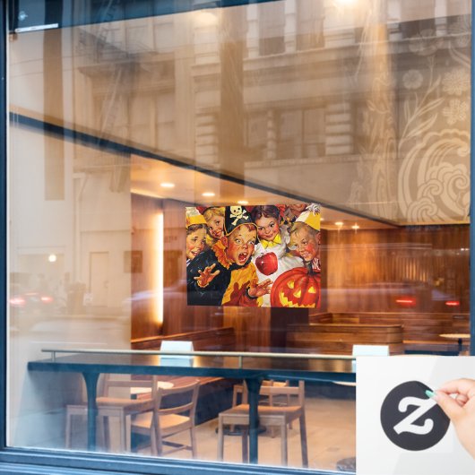 Apple Bobbing Gevaren Raamsticker (Cafe Raam)