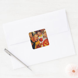 Apple Bobbing Gevaren | Retro Halloween Vierkante Sticker