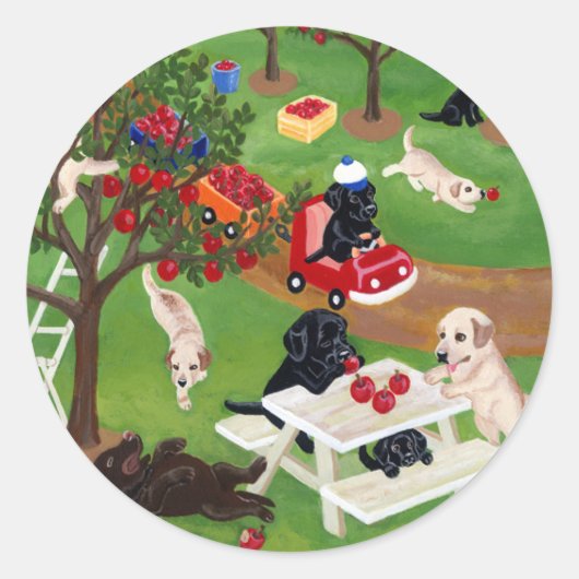 Apple Boerderij Labradors Ronde Sticker (Voorkant)