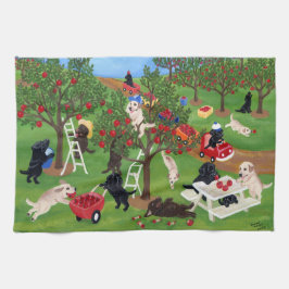 Apple Boerderij Labradors schilderen Theedoek