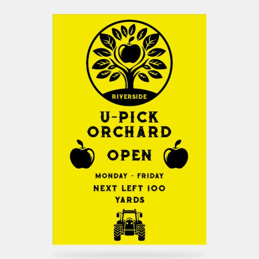 Apple Boerderij U- Pick Promotie Acryl Bord (Voorkant)