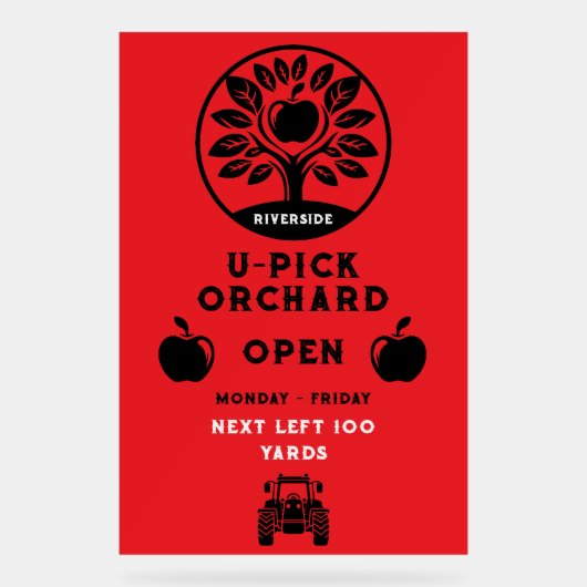 Apple Boerderij U- Pick Promotie Acryl Bord (Voorkant)