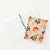 Apple & Book Pattern – Gezellige Herfst Vibe Notitieboek (Binnen)
