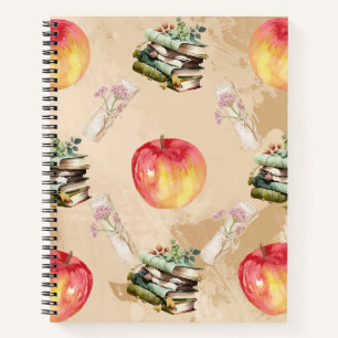  Apple & Book Pattern – Gezellige Herfst Vibe Notitieboek