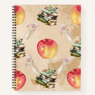  Apple & Book Pattern – Gezellige Herfst Vibe Notitieboek