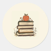 Apple Book Stack Round Sticker (Voorkant)