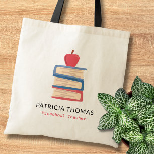 Apple Books en aangepaste voorschoolse lerarennaam Tote Bag