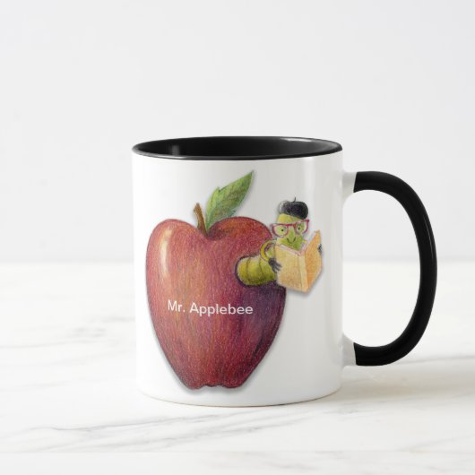 Apple Bookworm Naam of Bericht Mok (Rechts)