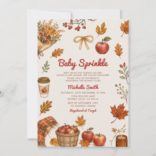 Apple Boomgaard Baby Sprinkle Uitnodiging (Voorkant)