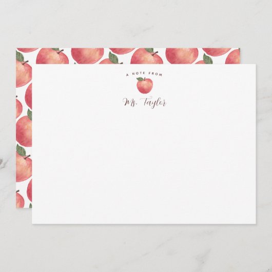 Apple Briefpapier lerarennaam Notitiekaartje (Voorkant / Achterkant)